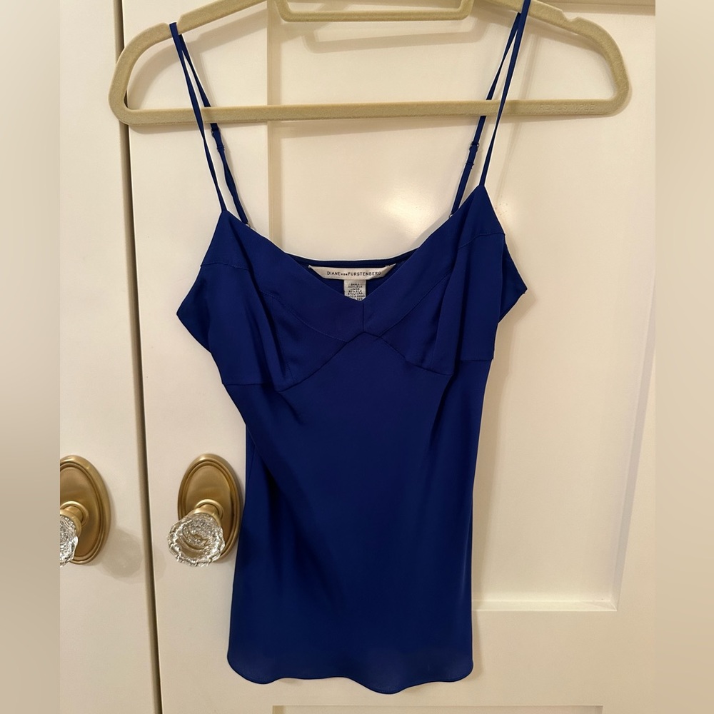 Blue Silk DVF tank top
